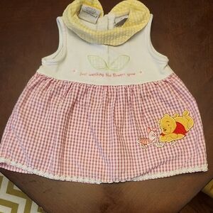 Winnie the Pooh Baby Dress with Pink Gingham Skirt